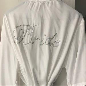 White silk BRIDE ROBE